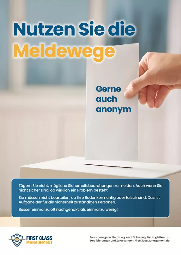 Poster Sicherheitskultur zum Thema: Anonyme Meldewege