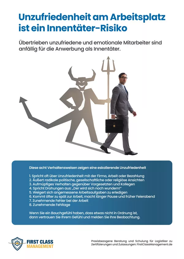 Poster Sicherheitskultur zum Thema: Innentäter Unzufriedenheit