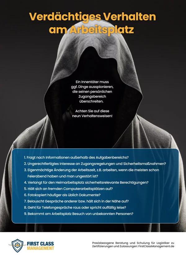 Poster Sicherheitskultur zum Thema: Innentäter verdächtiges Verhalten