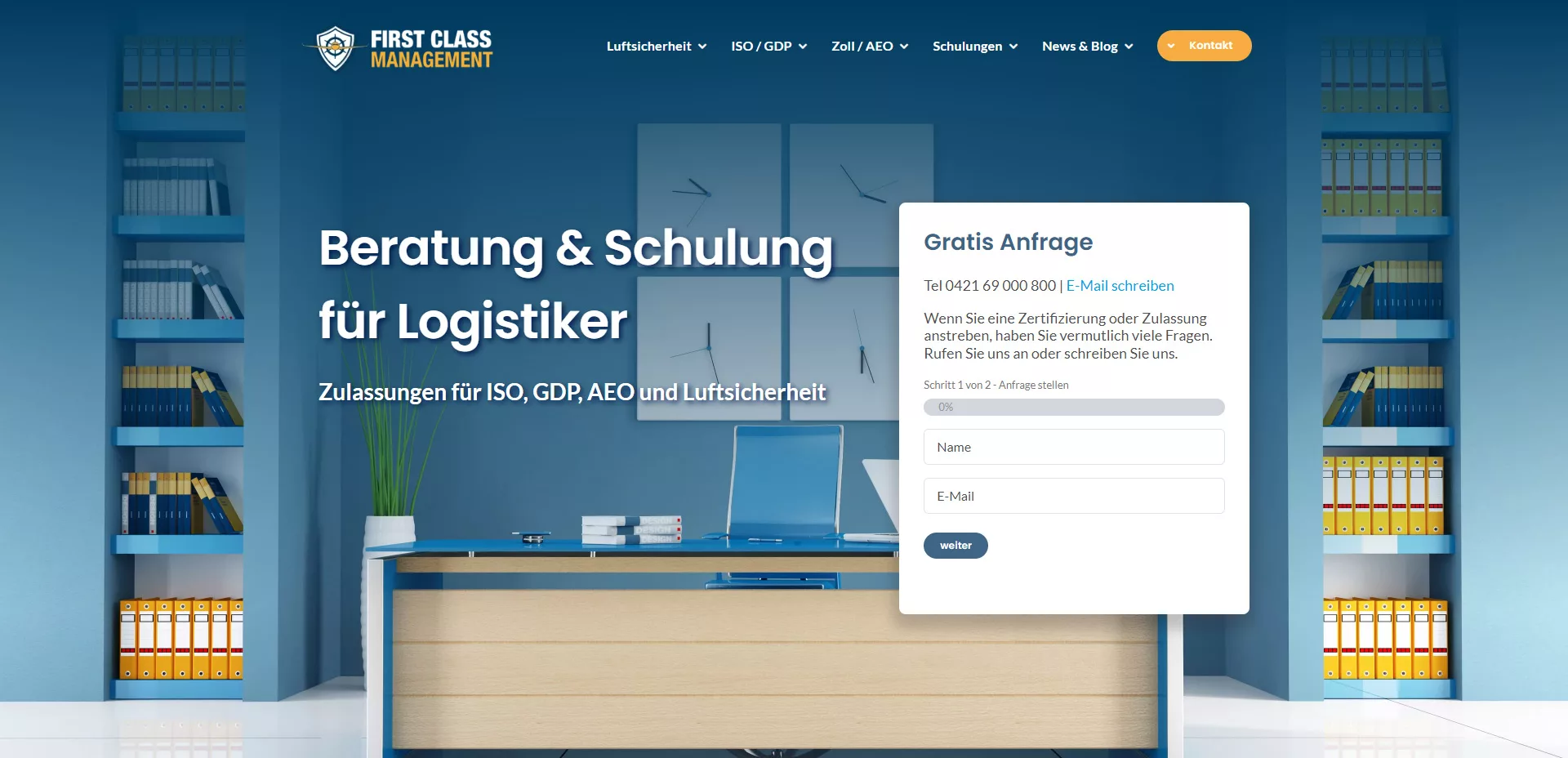 Screenshot der Startseite dieser Homepage